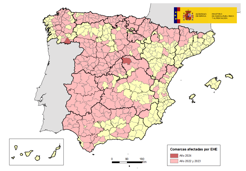 enfermedad hemorrágica epizoótica mapa